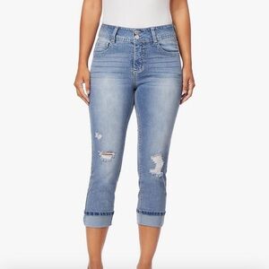 Angels Light Blue Cropped Distressed Jeans